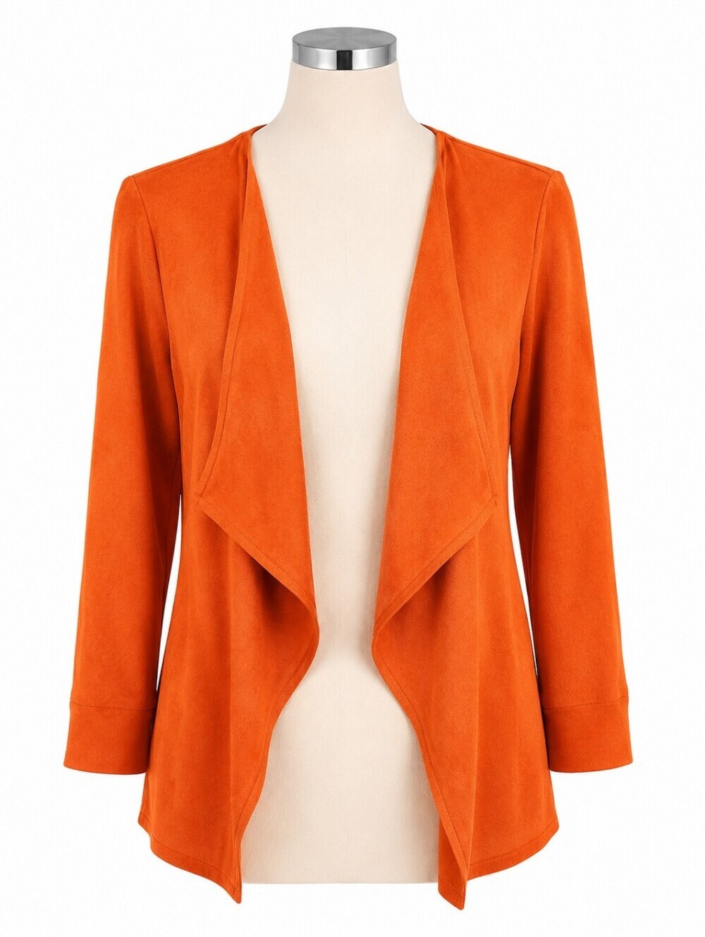 Gretchen Scott Women's Orange Faux Suede Waterfall Front Open Cardigan Jacket S